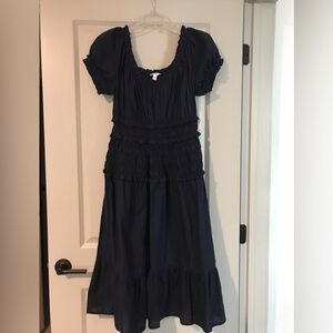 NWT-Navy Smocked Midi Dress - TAKING OFFERS